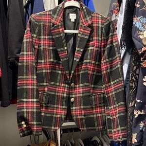 J. Crew Women's Tartan Schoolboy Blazer - Red, Black, and Yellow